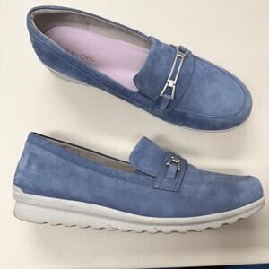 Aravon Blue Suede Loafer Shoes Womens 12 Casual Flats Comfort Casual Preppy